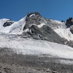 termine della morena e fronte del ghiacciaio basso