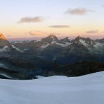 alba sui 4000 di zermatt dal ghiacciaio superiore