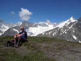 in vetta,a des mont dolent al centro l'aig triolet e ghiacciaio di pre de bar