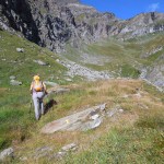 partenza dalla baita e il vallone da salire