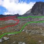 i due itinerari di salita dall'ometto quota 2701